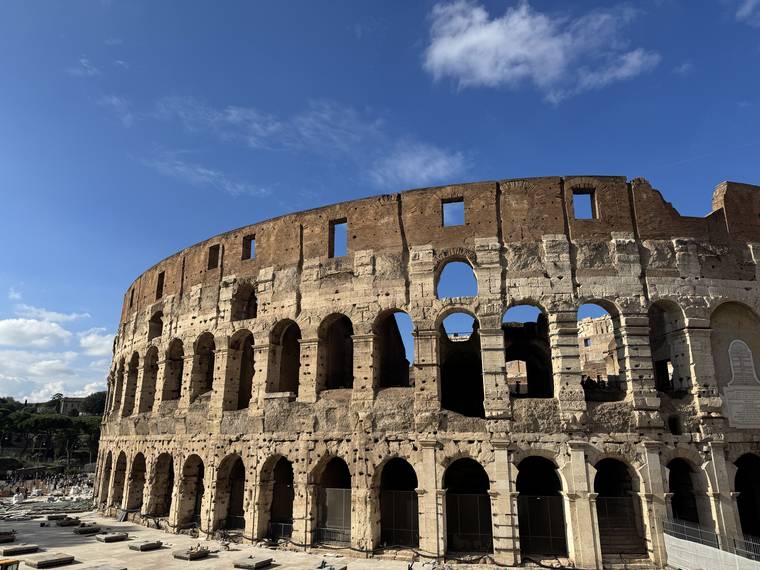 The ancient Colosseum amphitheatre in Rome, Italy